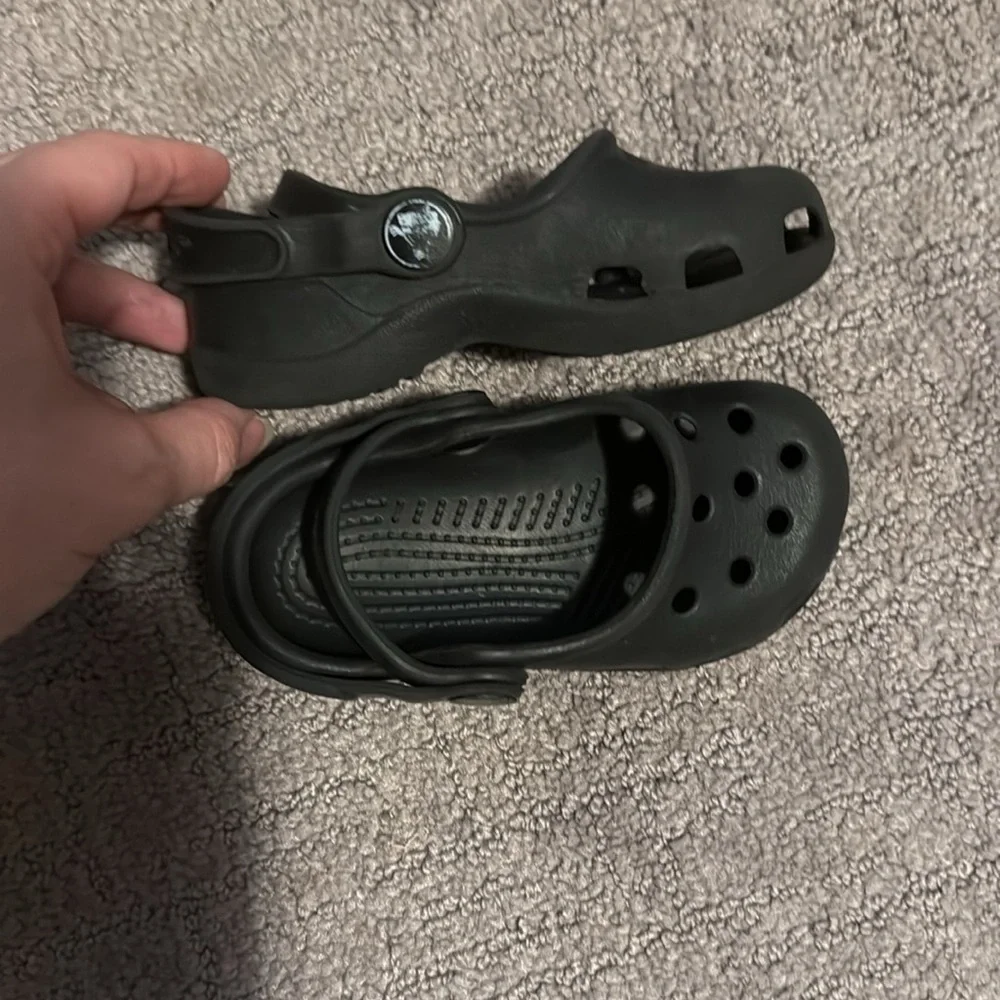 Crocs Toddler Black Slip On Size 6 7 Karin Clog Mary Jane Style Double Strap